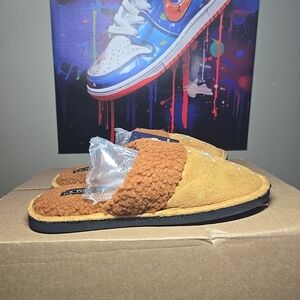 POLO RALPH LAUREN Men's Size 7/8 Klarence Faux Fur Brown Slip-on Slippers